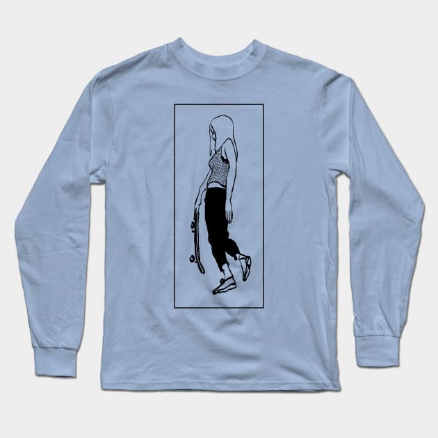 Skater girl Long Sleeve T-Shirt by gorillaprutt